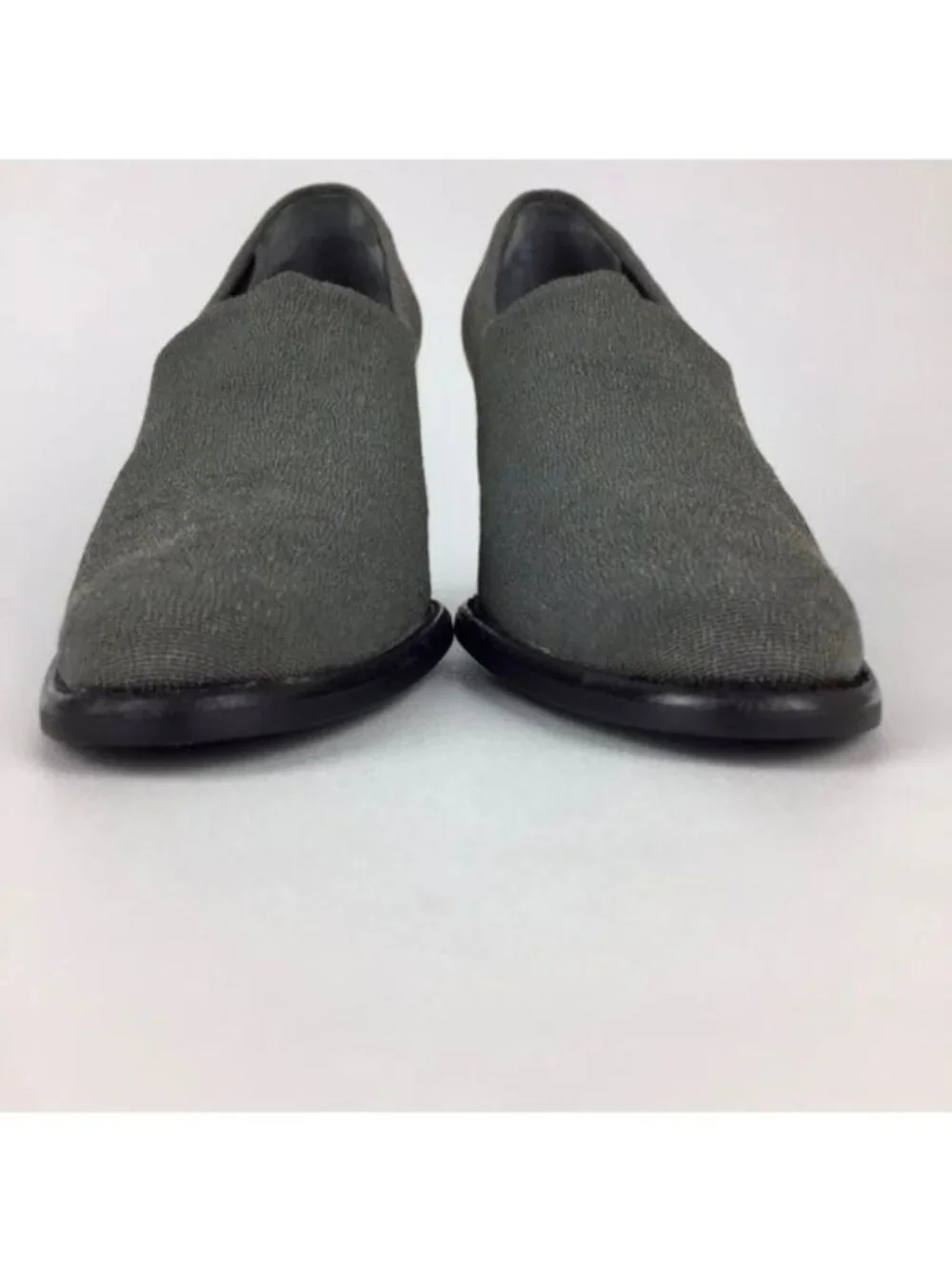 Vintage Robert Clergerie Womens Gray Fabric Shootie Pumps Block Heel size 9